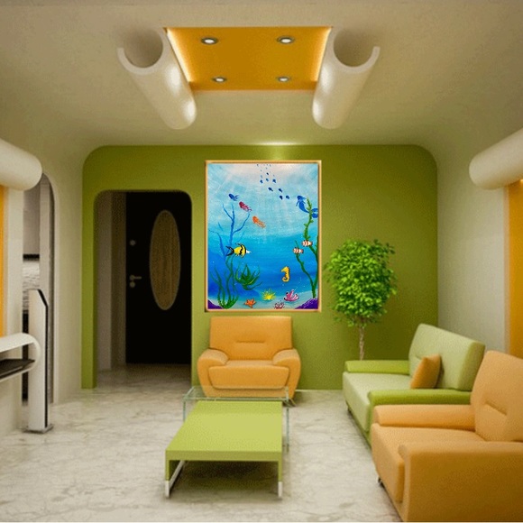 Original “Under The Sea” Acrylic Painting 11” x 14” on Foamboard NOT FRAMED - Picture 10 of 16